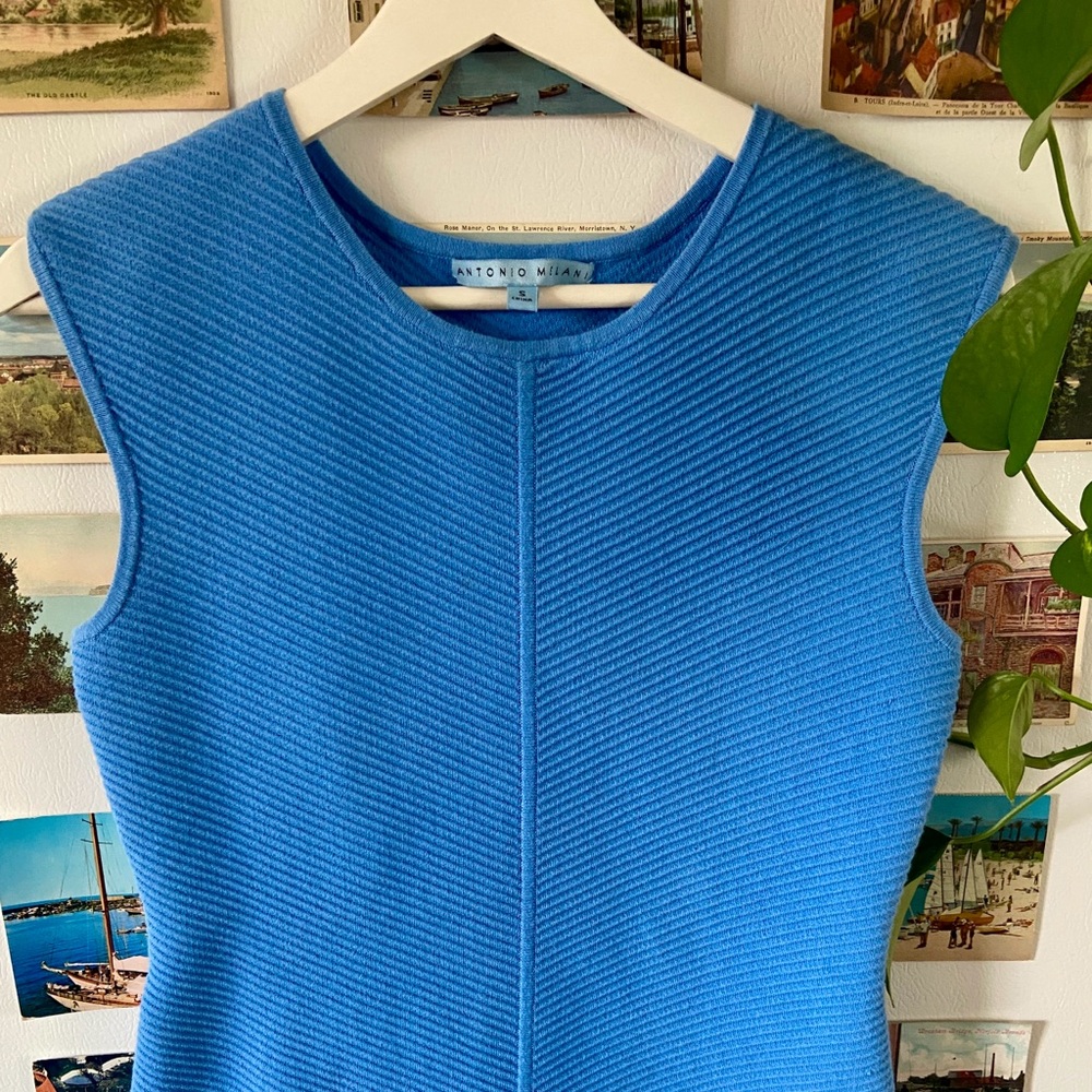 Vintage Antonio Melani Vibrant Blue Sleeveless Knit Top